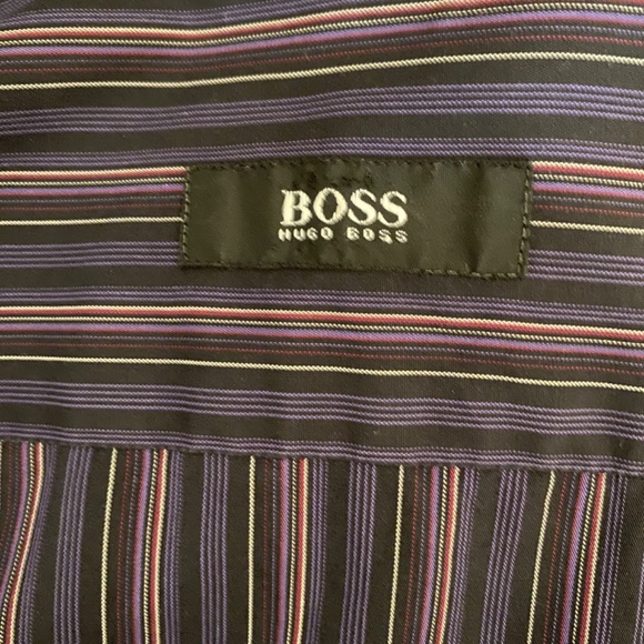 HUGO BOSS Men’s Striped Button Down Shirt Sz XL or 16 1/2 - Picture 6 of 7